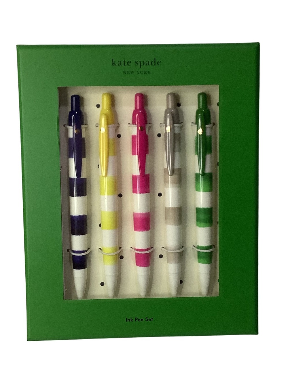 Kate Spade Rugby Stripe Pen Set Of 5 New